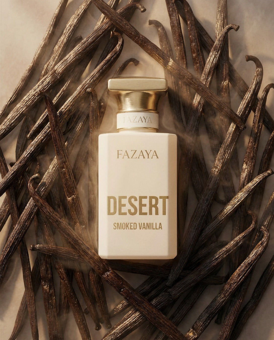 Smoked Vanilla Desert Fazaya dans une ambiance boisée chaleureuse